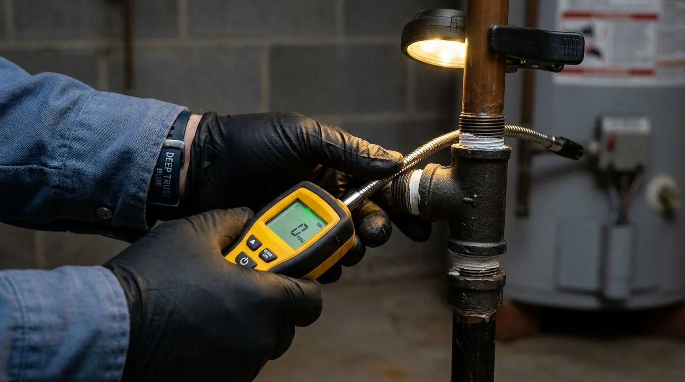 Gas leak detection with electronic sniffer by Johns Plumbing LLC in Long Beach